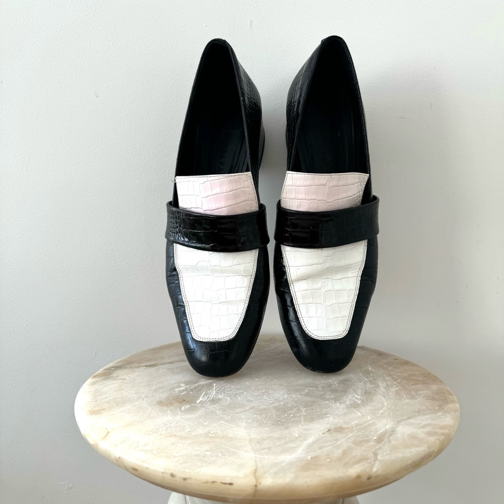 Freda Salvador Rock Mid Heel Loafer in Black and White